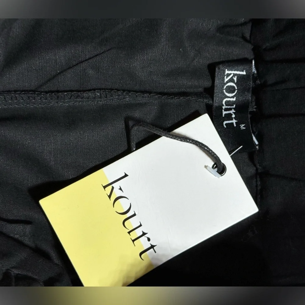 Kourt Flax Linen Crop Summer Pants Black Size Medium Wide Leg Crishelle - Picture 15 of 15